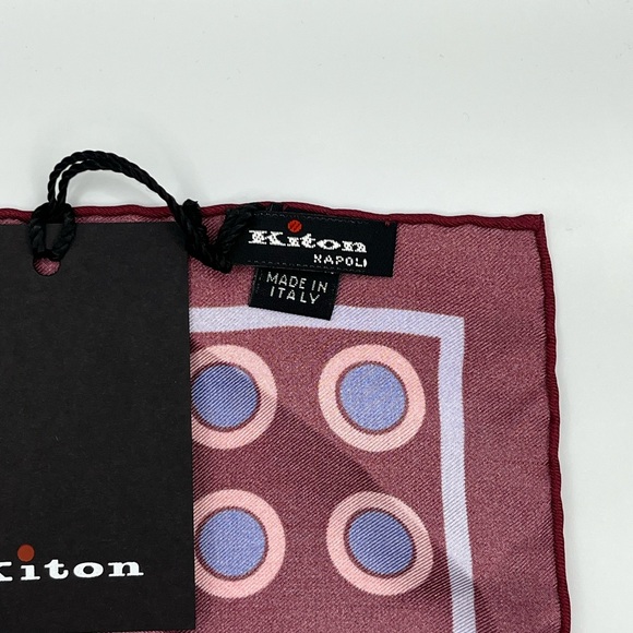 100% NWT KITON Silk Pocket Square Red - Blue. (12X12) - Picture 6 of 8